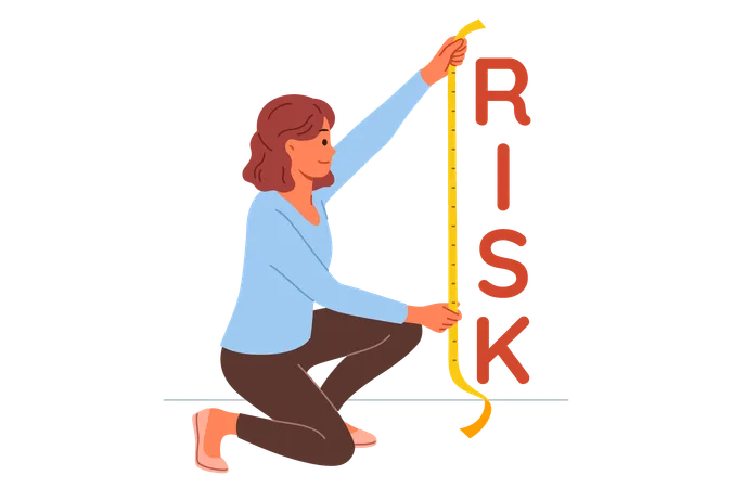 Employee measuring business risk  Illustration
