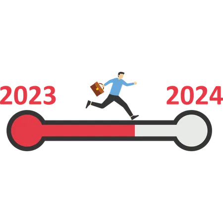 New Year 2024 Business Target KPI Progress Illustration