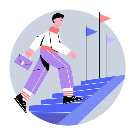 Employee moves toward business progress  Illustration