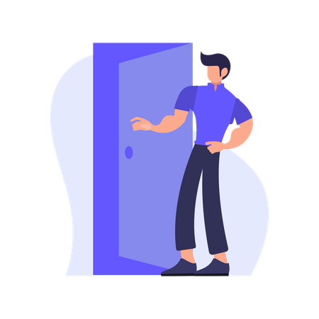 Employee moves towards exit door  Illustration