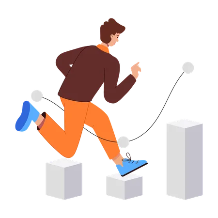 Employee moving towards growth  Illustration