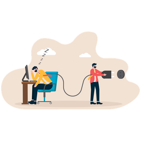 Employee needs break from his work  Illustration