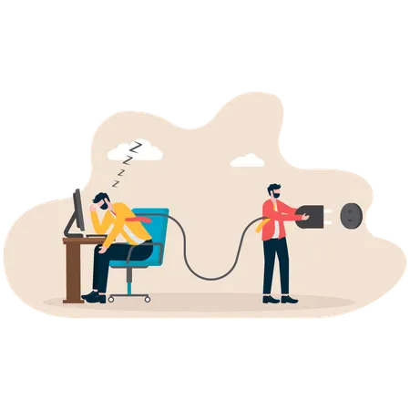 Employee needs break from his work  Illustration