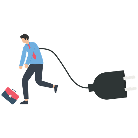 Employee needs to charge power  Illustration