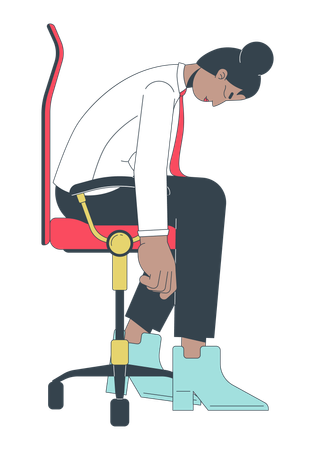 Employée noire s'endormant sur une chaise de bureau  Illustration