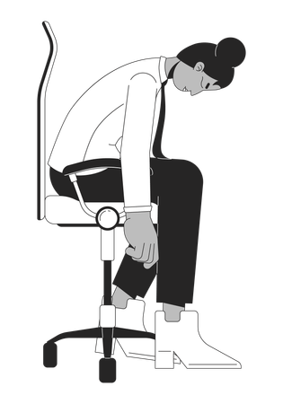 Employée noire s'endormant sur une chaise de bureau  Illustration