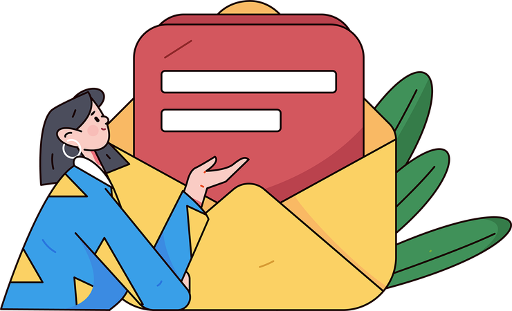 Employee opens Chinese Festival email  Illustration