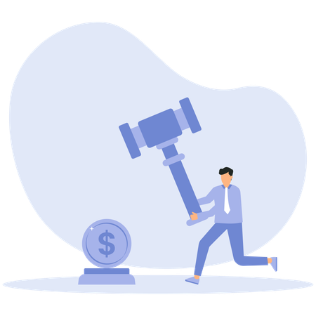 Employee or entrepreneur make coins  Illustration