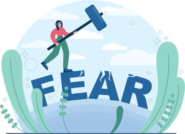 Employee overcomes her fear  Illustration