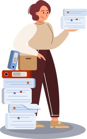 Employee overloaded with office tasks  Illustration