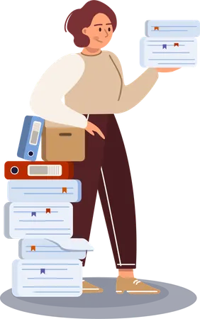 Employee overloaded with office tasks  Illustration