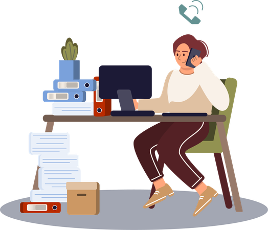 Employee overloaded with office work  Illustration