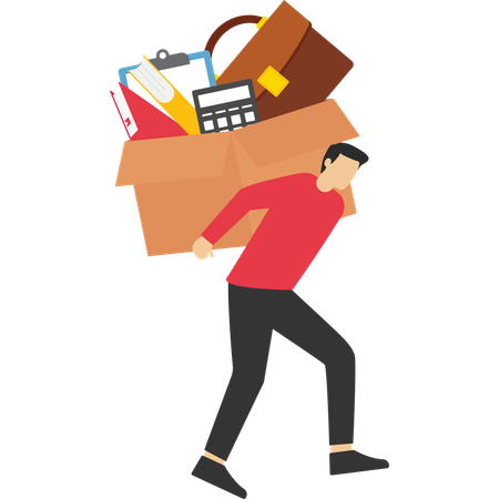 Employee overloaded with office work  Illustration