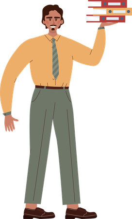 Employee overloaded with office work  Illustration