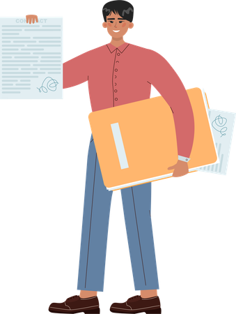 Employee overloaded with office work  Illustration