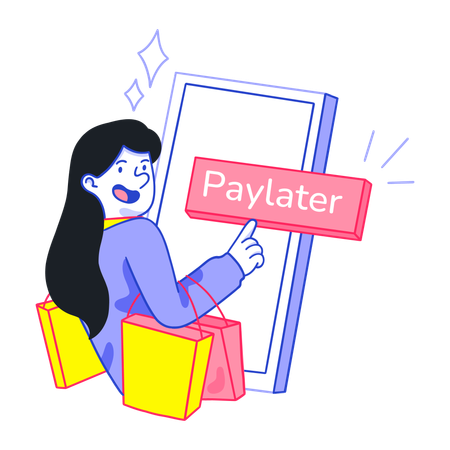 Employee paying shopping bill later  Illustration