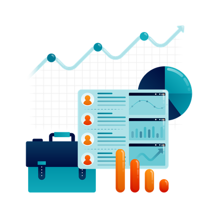 Employee performance charts displayed in meeting  Illustration