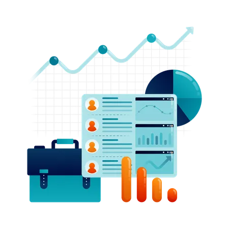 Employee performance charts displayed in meeting  Illustration