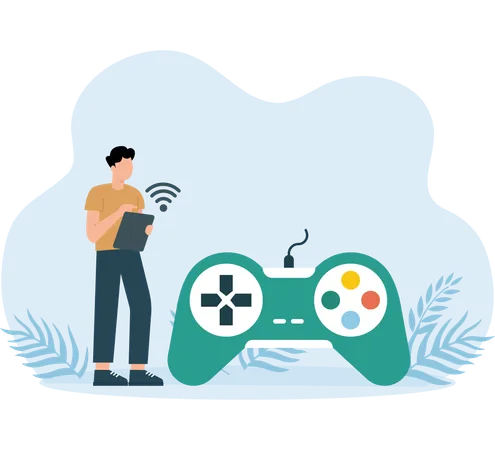 従業員は自由時間にゲームをする  イラスト