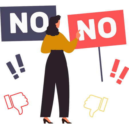 Employee points at No sign board  Illustration