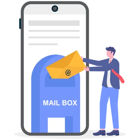 Employee posting emails  Illustration