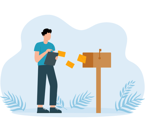 Employee Posting mail in mailbox  Illustration