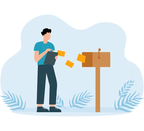 Employee Posting mail in mailbox  Illustration