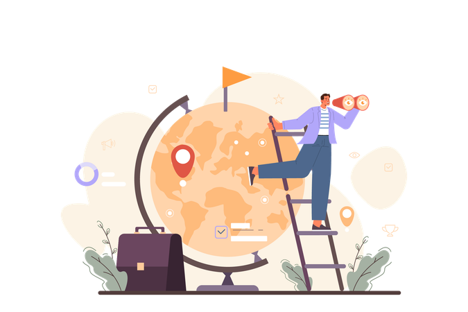 Employee predicts business vision  Illustration