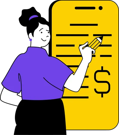 Employee prepares financial report  Illustration