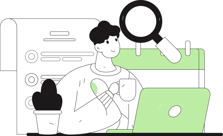 Employee prepares list of pending tasks  Illustration