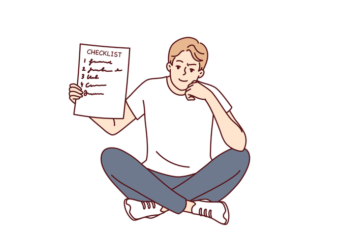 Employee prepares office check list  Illustration