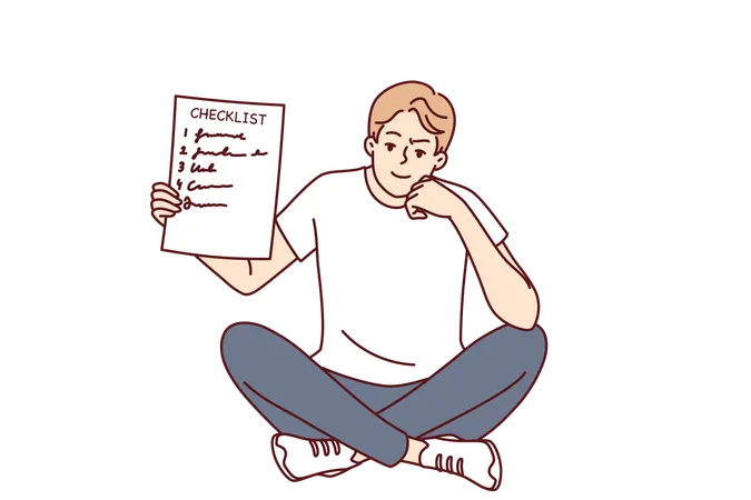 Employee prepares office check list  Illustration