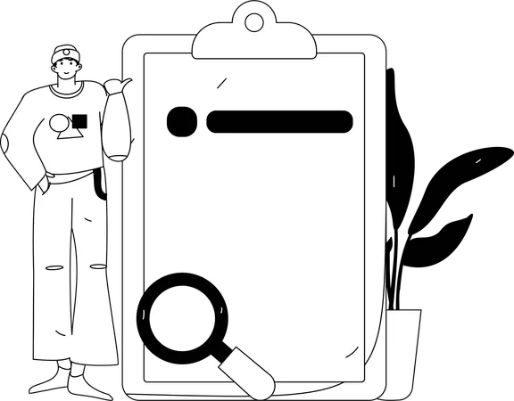 Employee prepares task list for interns  Illustration