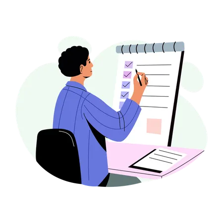 Employee prepares Task list  Illustration