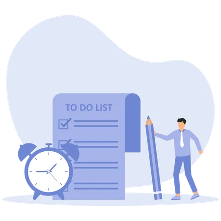 Employee prepares to do list for interns  Illustration