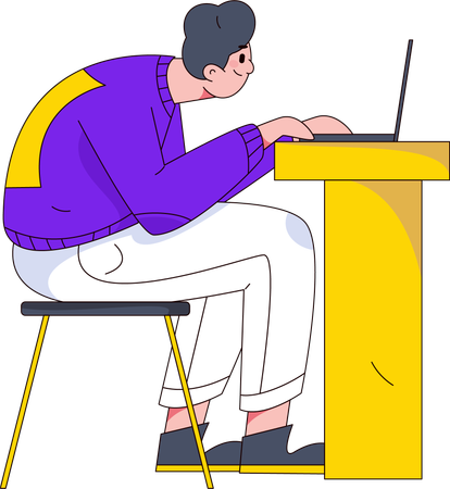 Employee preparing his online presentation  Illustration