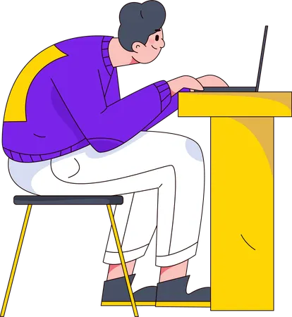 Employee preparing his online presentation  Illustration