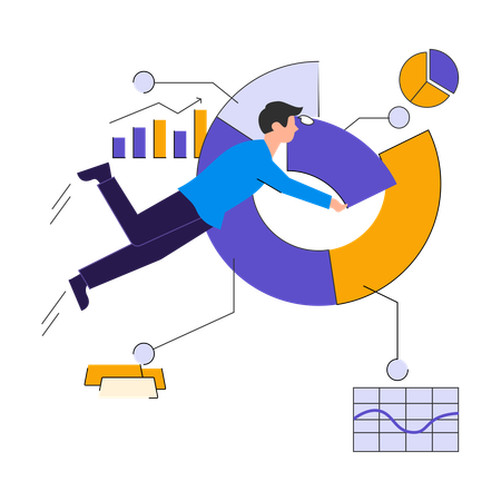 Employee presenting business analysis  Illustration