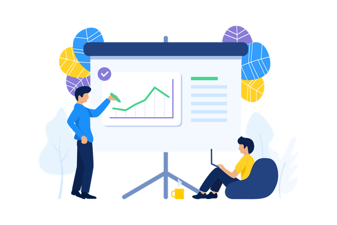 Employee presenting business report  일러스트레이션