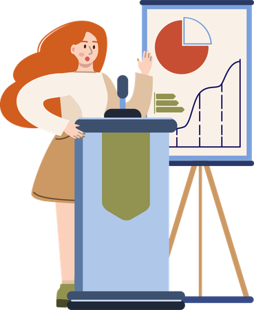 Employee presenting data in conference  Illustration
