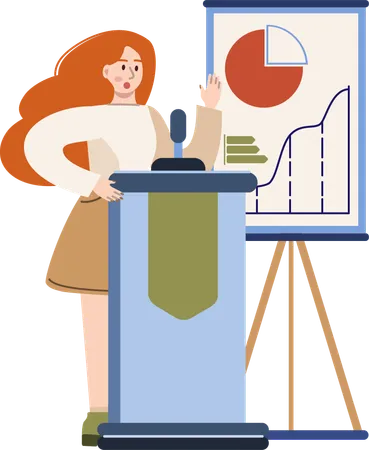 Employee presenting data in conference  Illustration