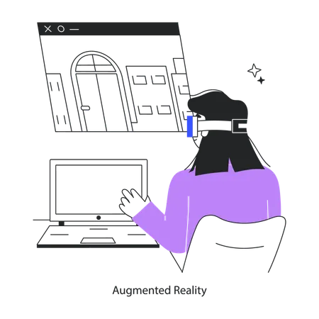 Get This Outline Mini Illustration Of Augmented Reality Illustration
