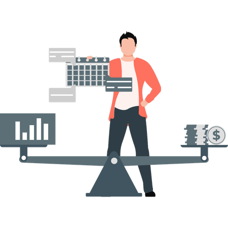 Employee presenting investment scale  Illustration