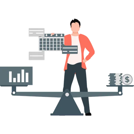 Employee presenting investment scale  Illustration