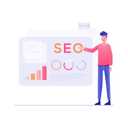 Employee Presenting SEO Report  Illustration