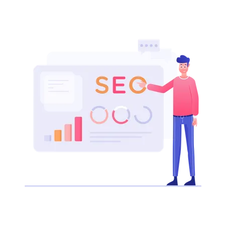 Employee Presenting SEO Report  Illustration