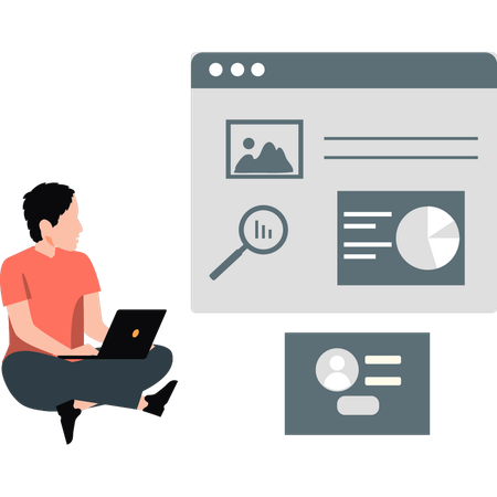 Employee presents analytical data in meeting  Illustration