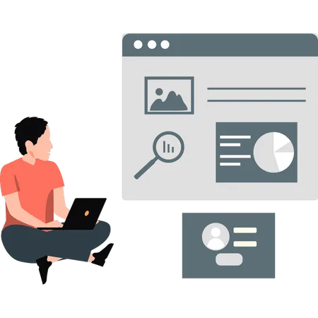 Employee presents analytical data in meeting  Illustration