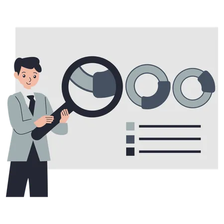 Employee presents Data Chart  Illustration