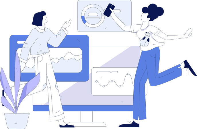 Employee presents data in conference  Illustration